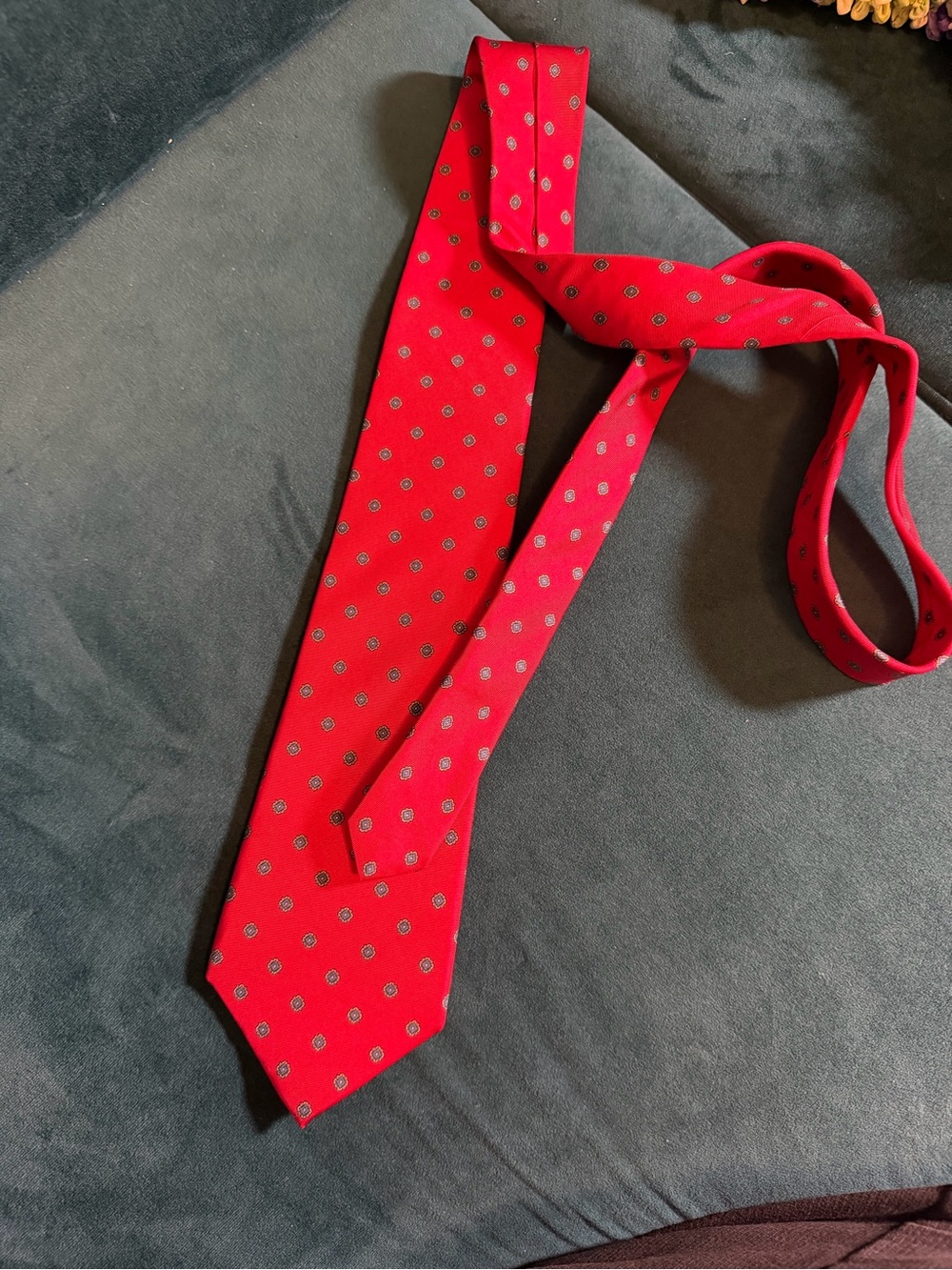 Christian Dior Red Men's Silk Patterned Tie